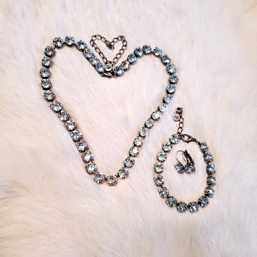 Silver-tone Necklace Earrings Bracelet Set